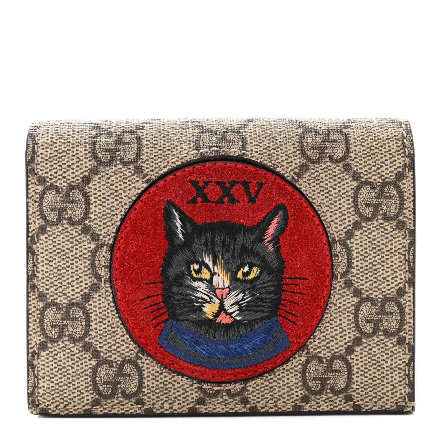 Gucci Soft GG Supreme Monogram Mystic Cat Card Case Wallet 1 of 10