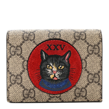 Gucci Soft GG Supreme Monogram Mystic Cat Card Case Wallet 1 of 10