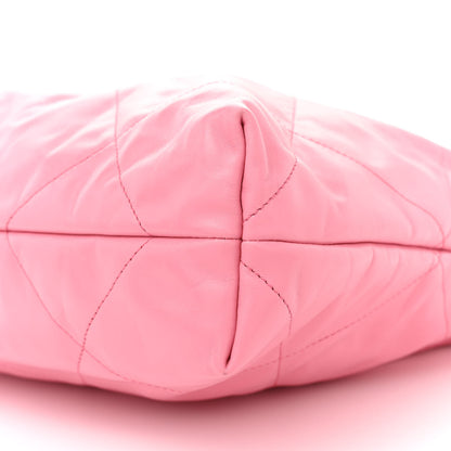 Chanel Shiny Calfskin Quilted Chanel 22 Drawstring Bag Pink 12 of 14
