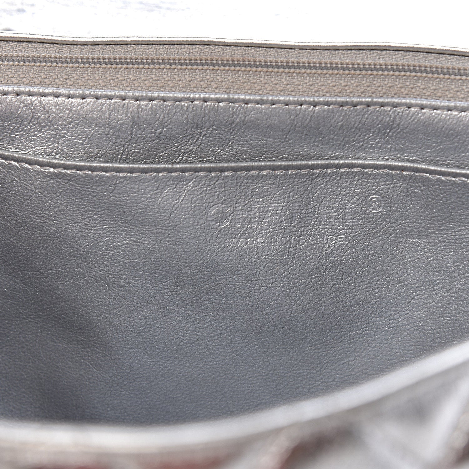 Chanel Metallic Aged Calfskin Quilted Jumbo Single Flap Silver 6 of 23