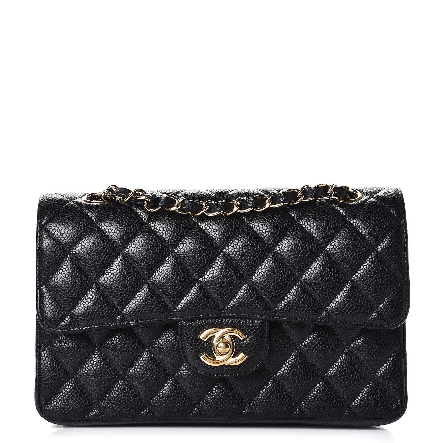 Caviar Quilted Small Double Flap Black