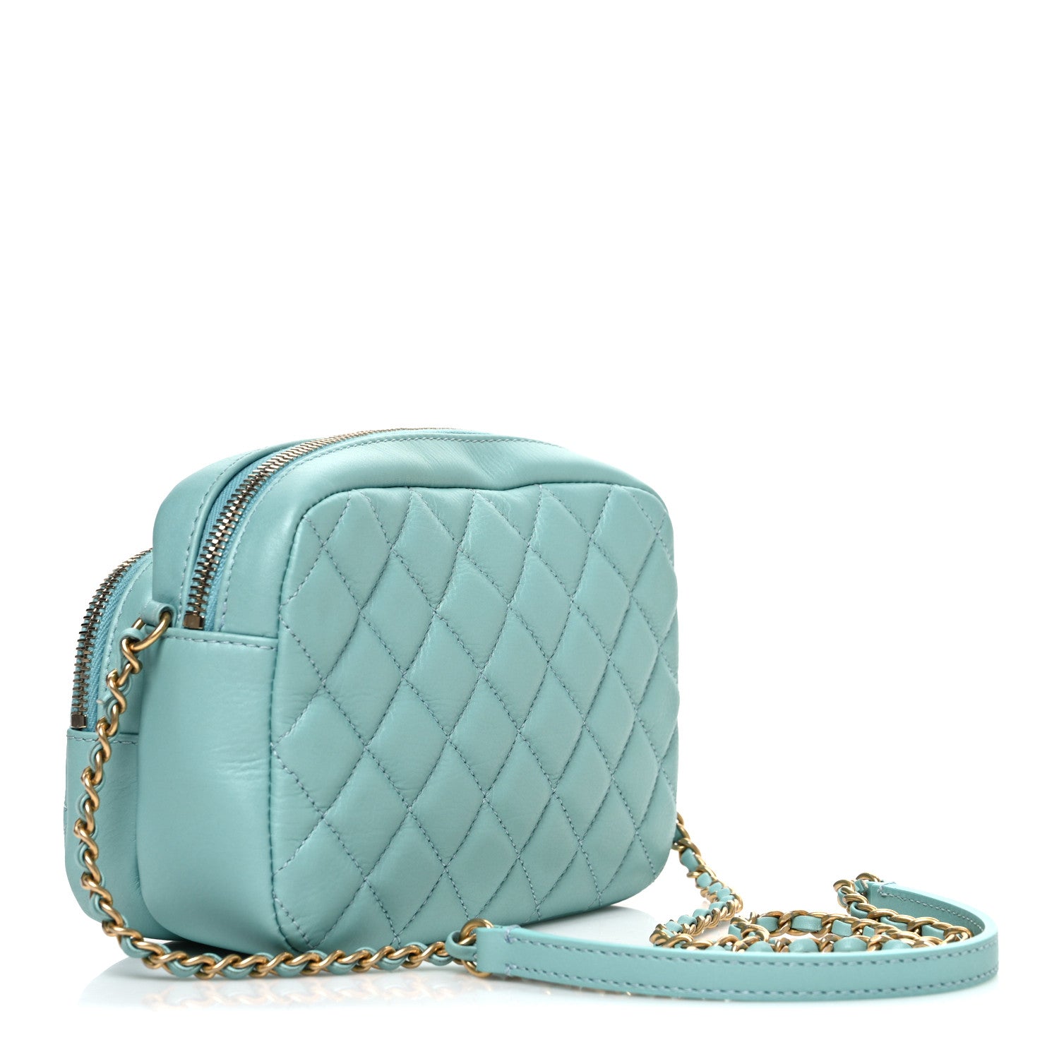 Chanel Calfskin Quilted Day Trips Camera Case Turquoise 3 of 11