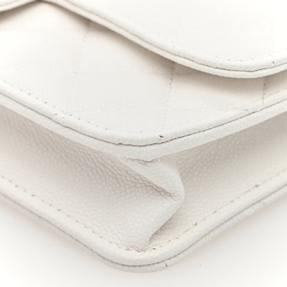 Chanel Caviar Quilted Flap Phone Holder With Chain White 10 of 10