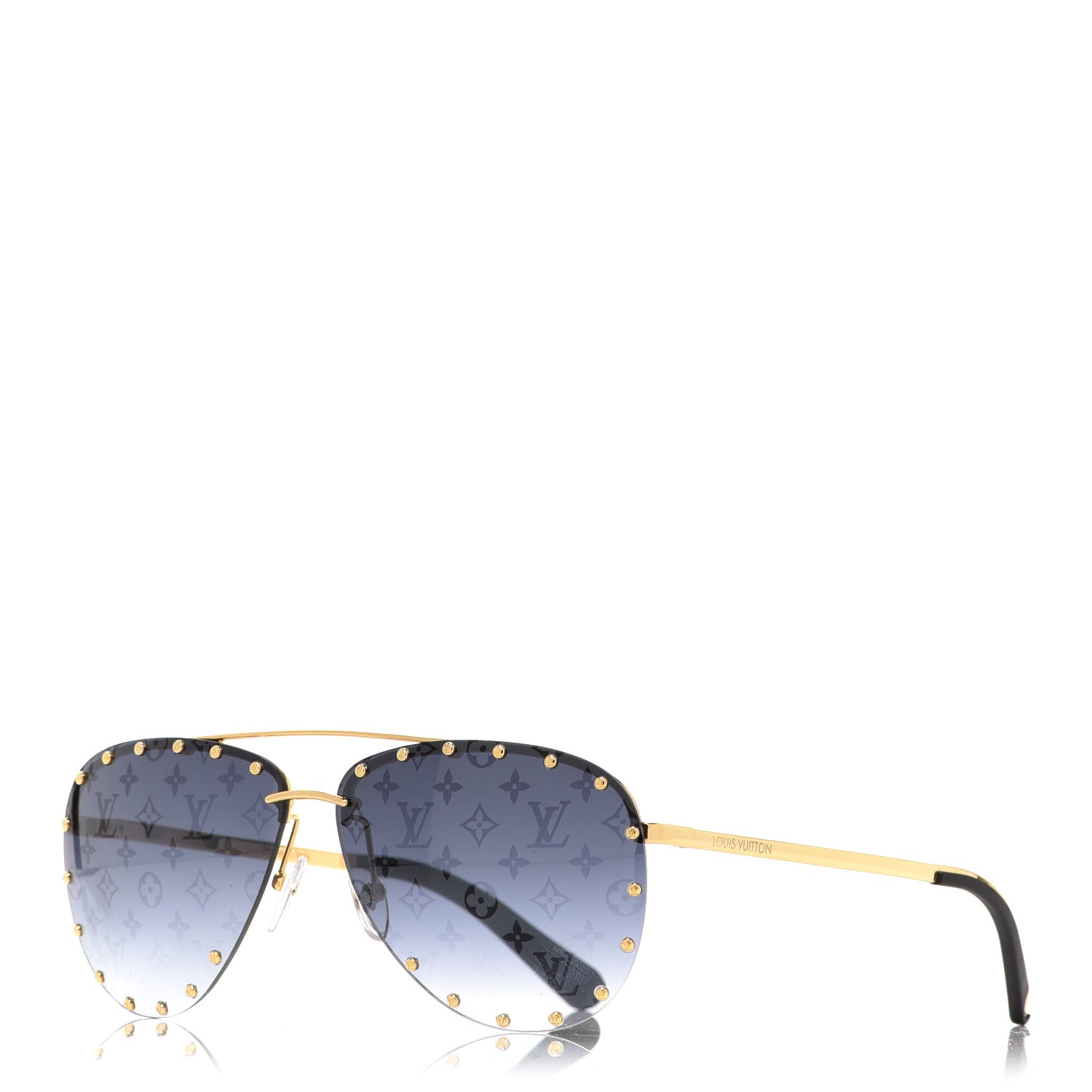Louis Vuitton Monogram The Party Aviator Sunglasses Z1365U Gold 1 of 9