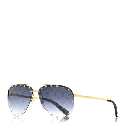 Louis Vuitton Monogram The Party Aviator Sunglasses Z1365U Gold 1 of 9