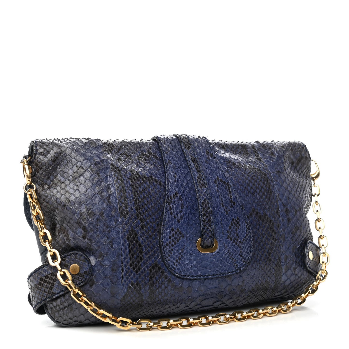 Snakeskin Troy Clutch Blue