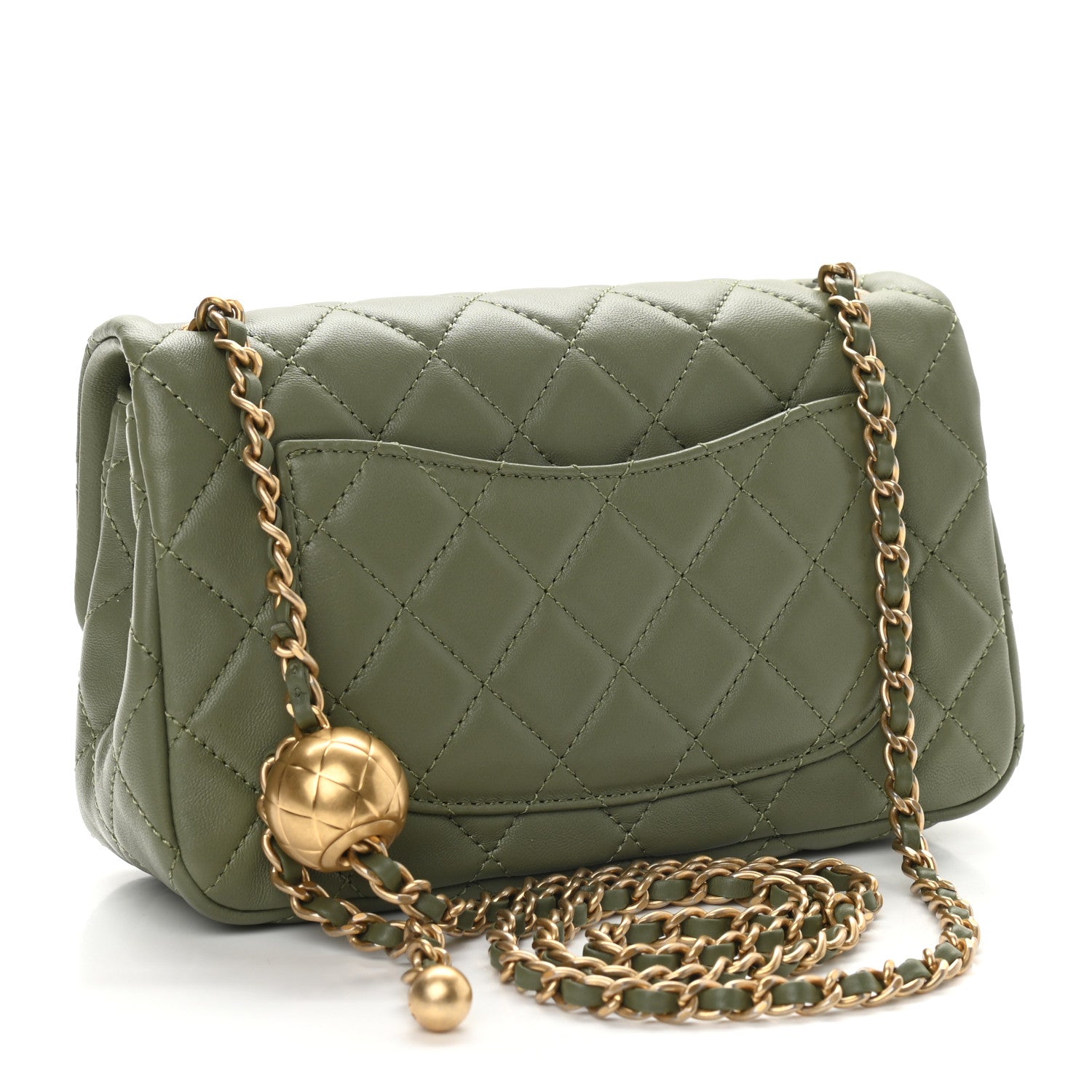 Chanel Lambskin Quilted Mini Rectangular Pearl Crush Flap Green 2 of 8