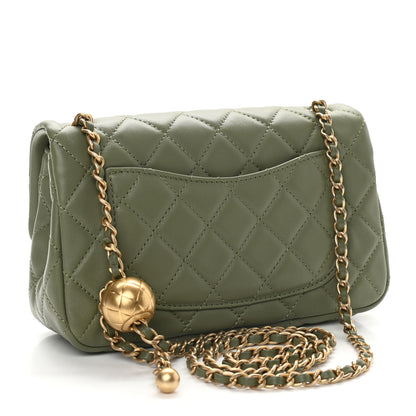 Chanel Lambskin Quilted Mini Rectangular Pearl Crush Flap Green 2 of 8