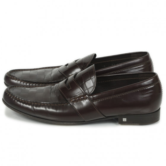 Damier Santiago Mens Loafers 10 Brown
