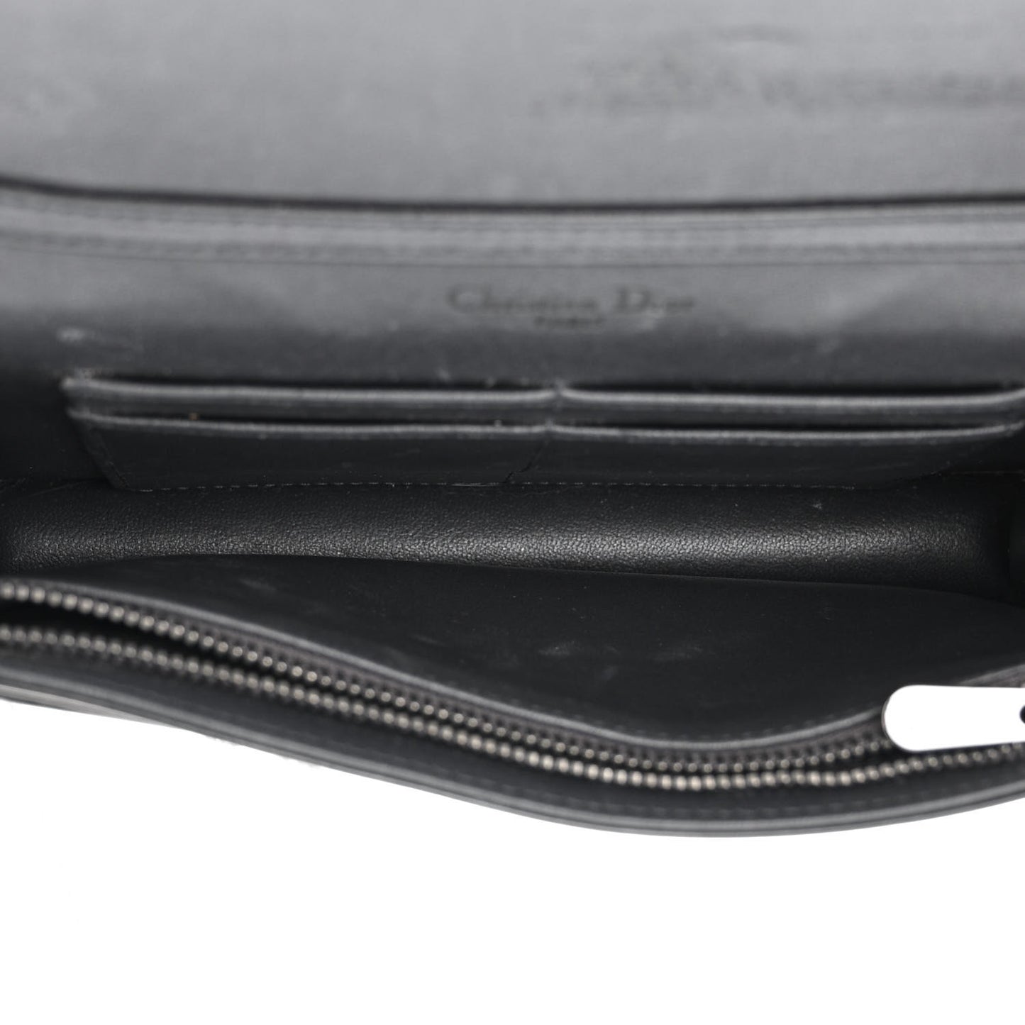 Metallic Patent Micro-Cannage Diorama Wallet on Chain Pouch Onyx Black