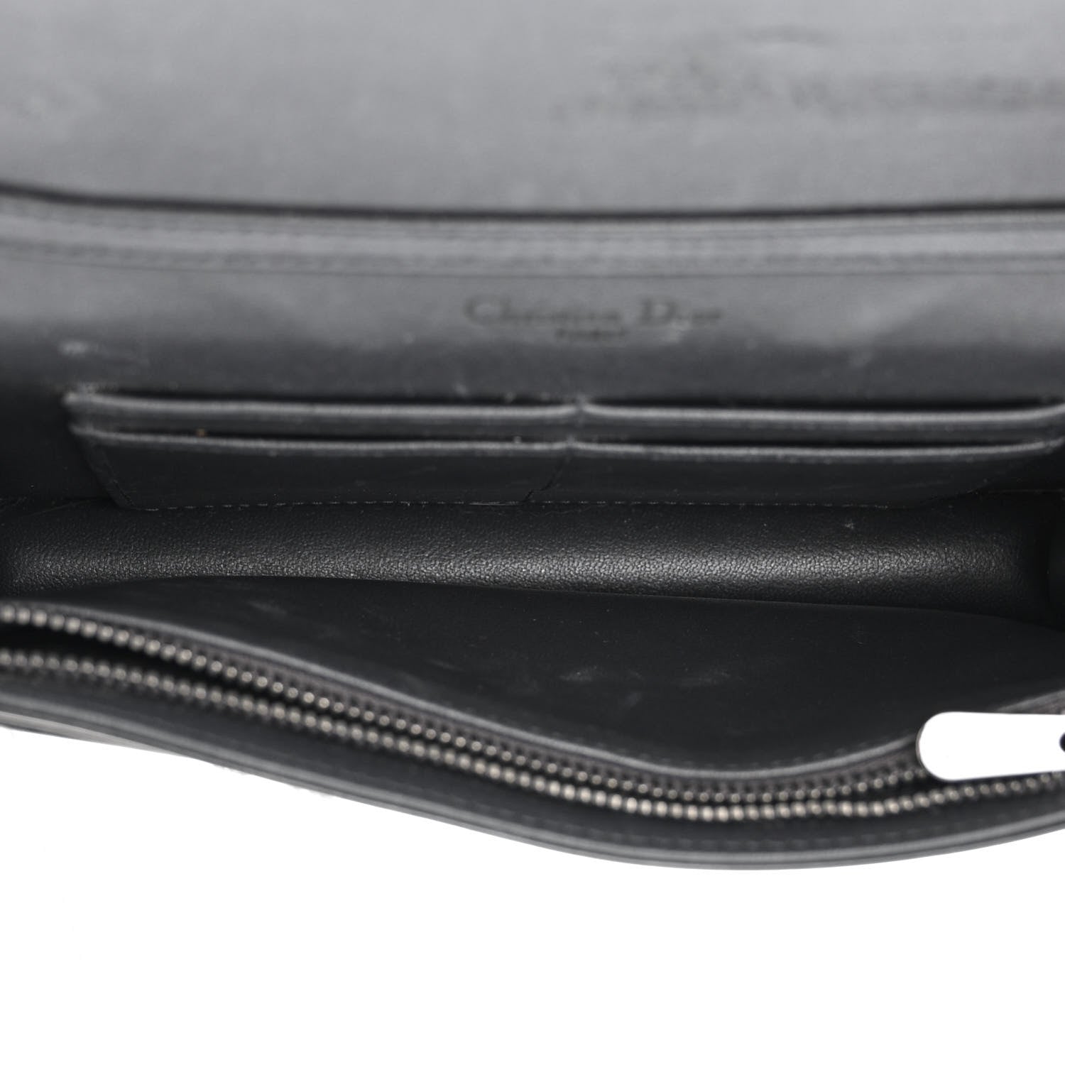 Christian Dior Metallic Patent Micro-Cannage Diorama Wallet on Chain Pouch Onyx Black 5 of 13