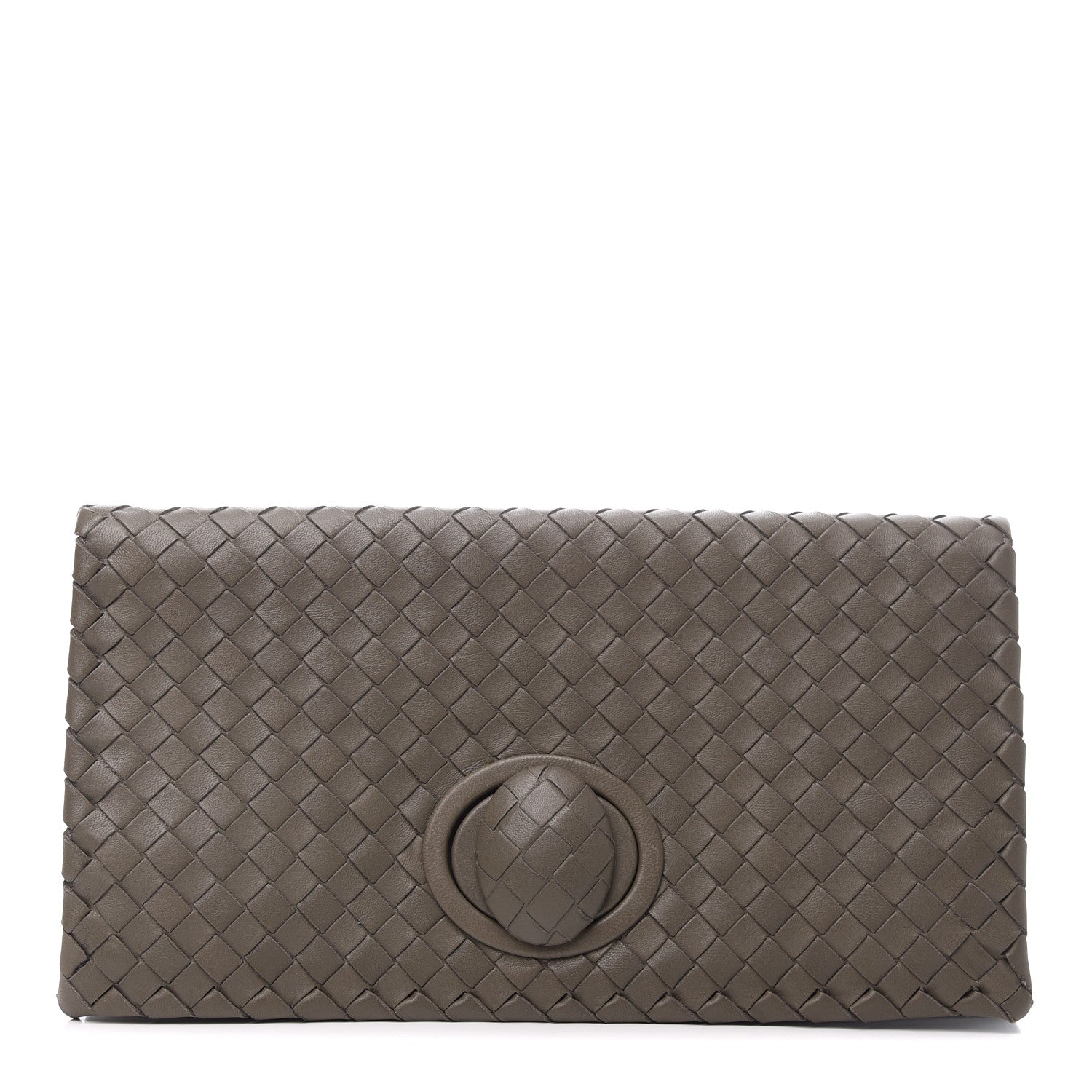 Bottega Veneta Nappa Intrecciato Turnlock Clutch New Steel 1 of 7