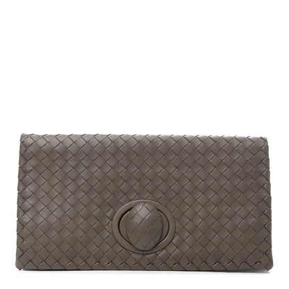 Bottega Veneta Nappa Intrecciato Turnlock Clutch New Steel 1 of 7
