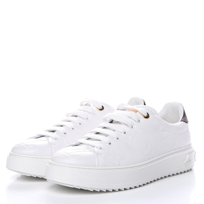 Louis Vuitton Lambskin Embossed Monogram Time Out Sneakers 40.5 White 2 of 10