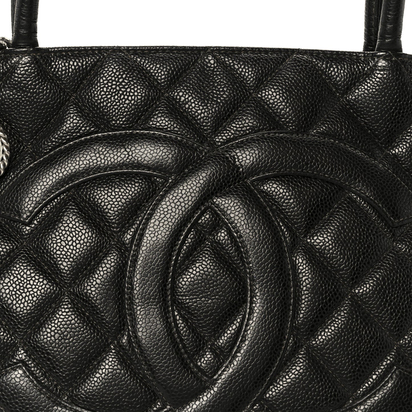 Caviar Quilted Medallion Tote Black
