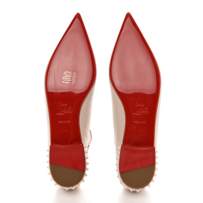 Christian Louboutin Calfskin Conclusive Spike Ankle Strap Ballerina Flats 39 Leche 5 of 8