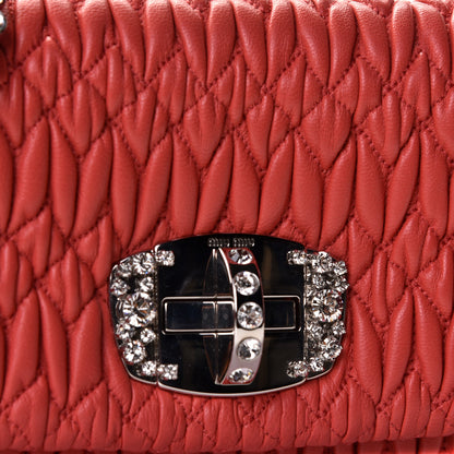 Miu Miu Nappa Matelasse Crystal Flap Clutch Lacca 8 of 9