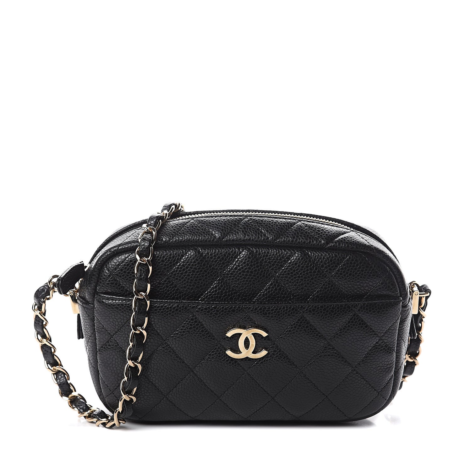 Caviar Quilted Camera Case Black
