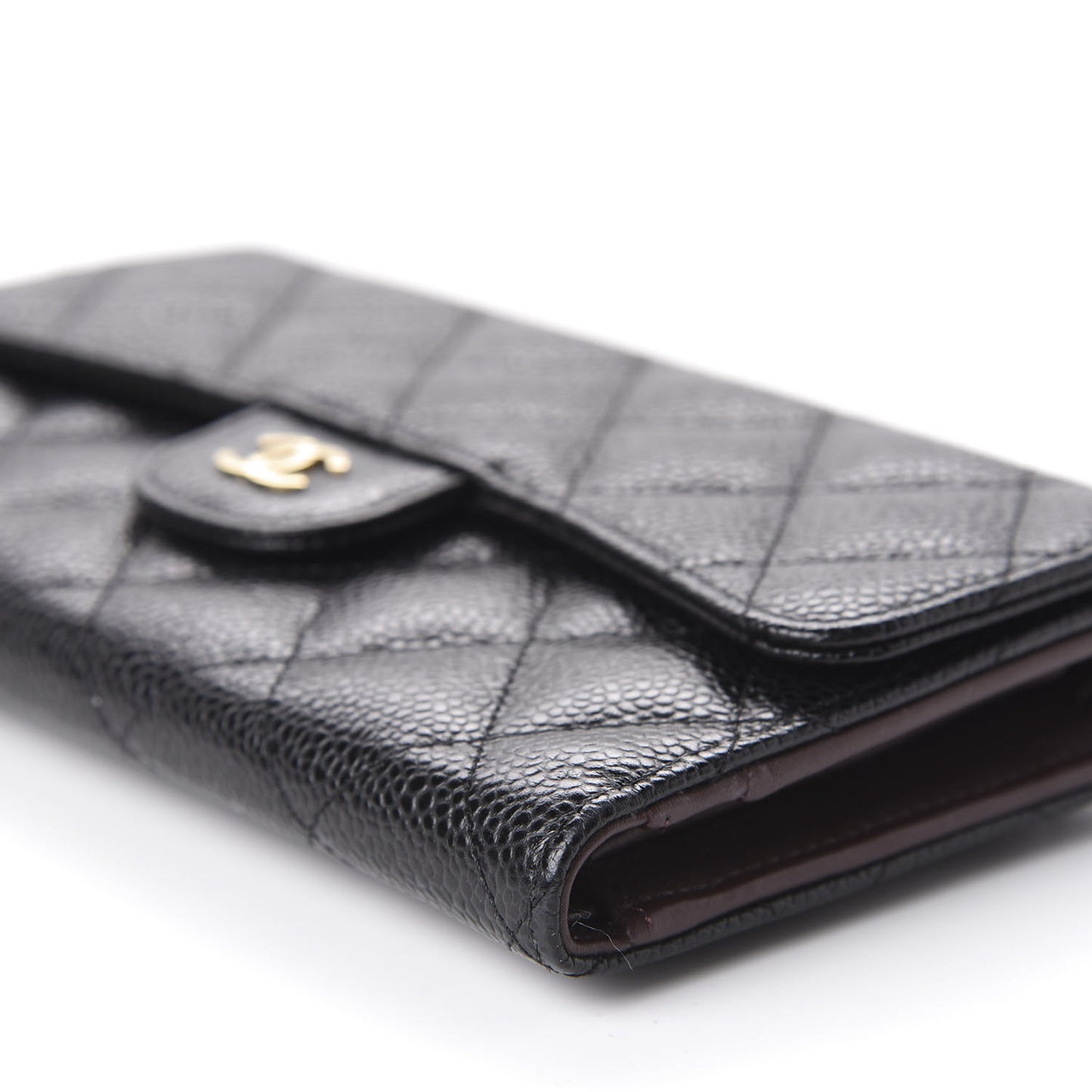 Caviar Quilted Large Flap Wallet Black
