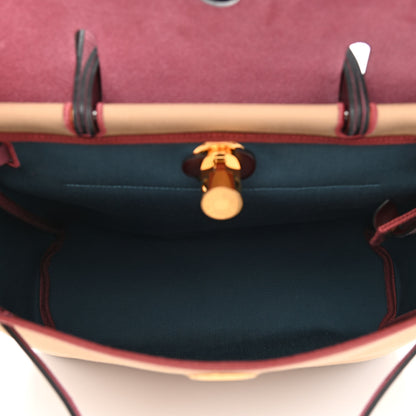 Hermes Toile Officier Vache Hunter Verso Herbag Zip PM 31 Rouge Sellier Trench Bleu Tempete 6 of 13