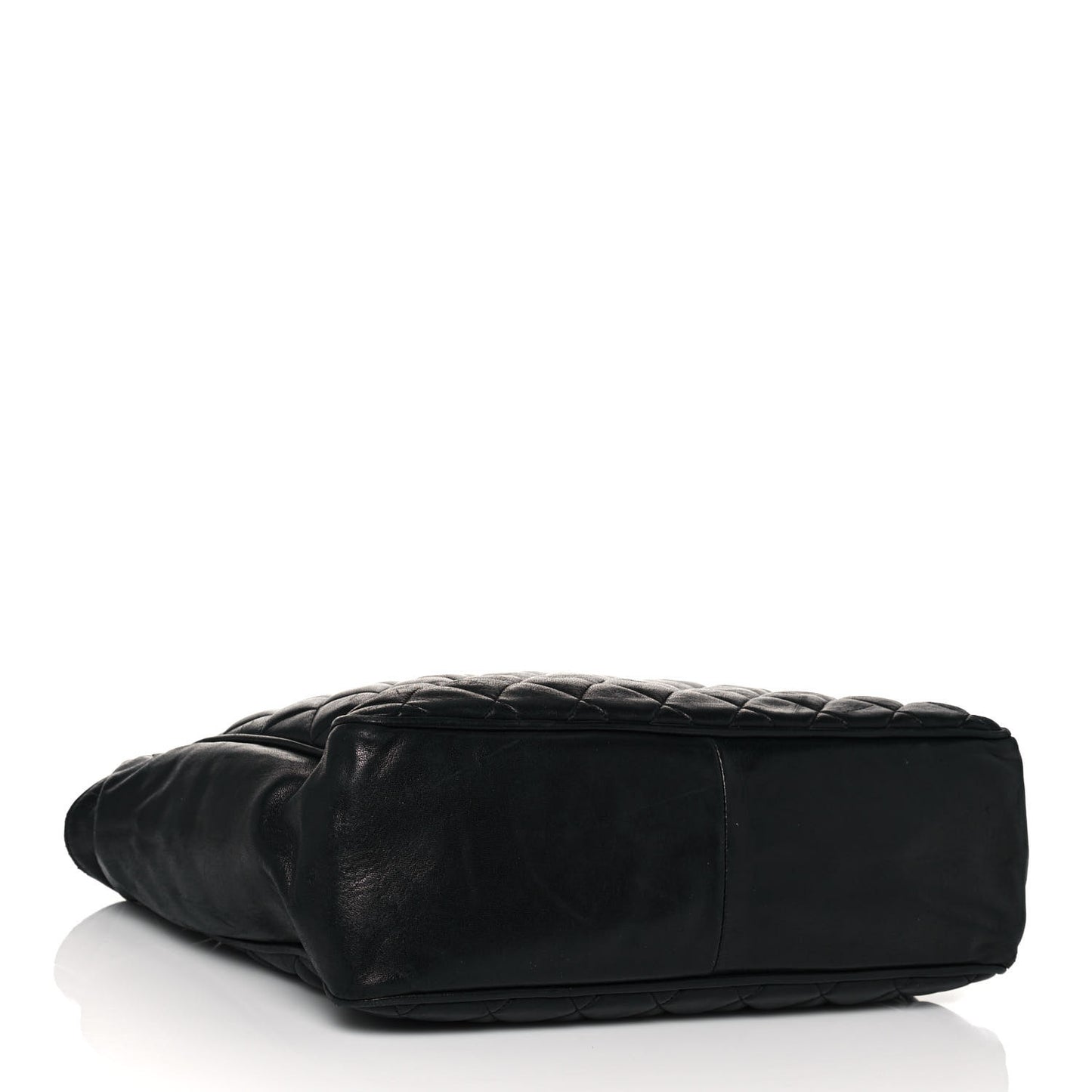 Lambskin Quilted Shopping Tote Black