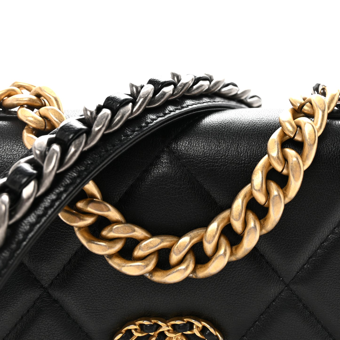 Lambskin Quilted Chanel 19 Wallet On Chain WOC Black