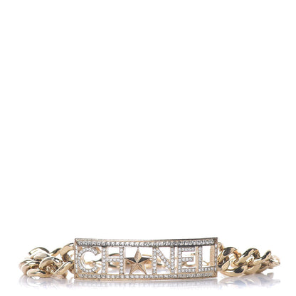 Chanel Crystal Chain Logo Bracelet Gold 1 of 5