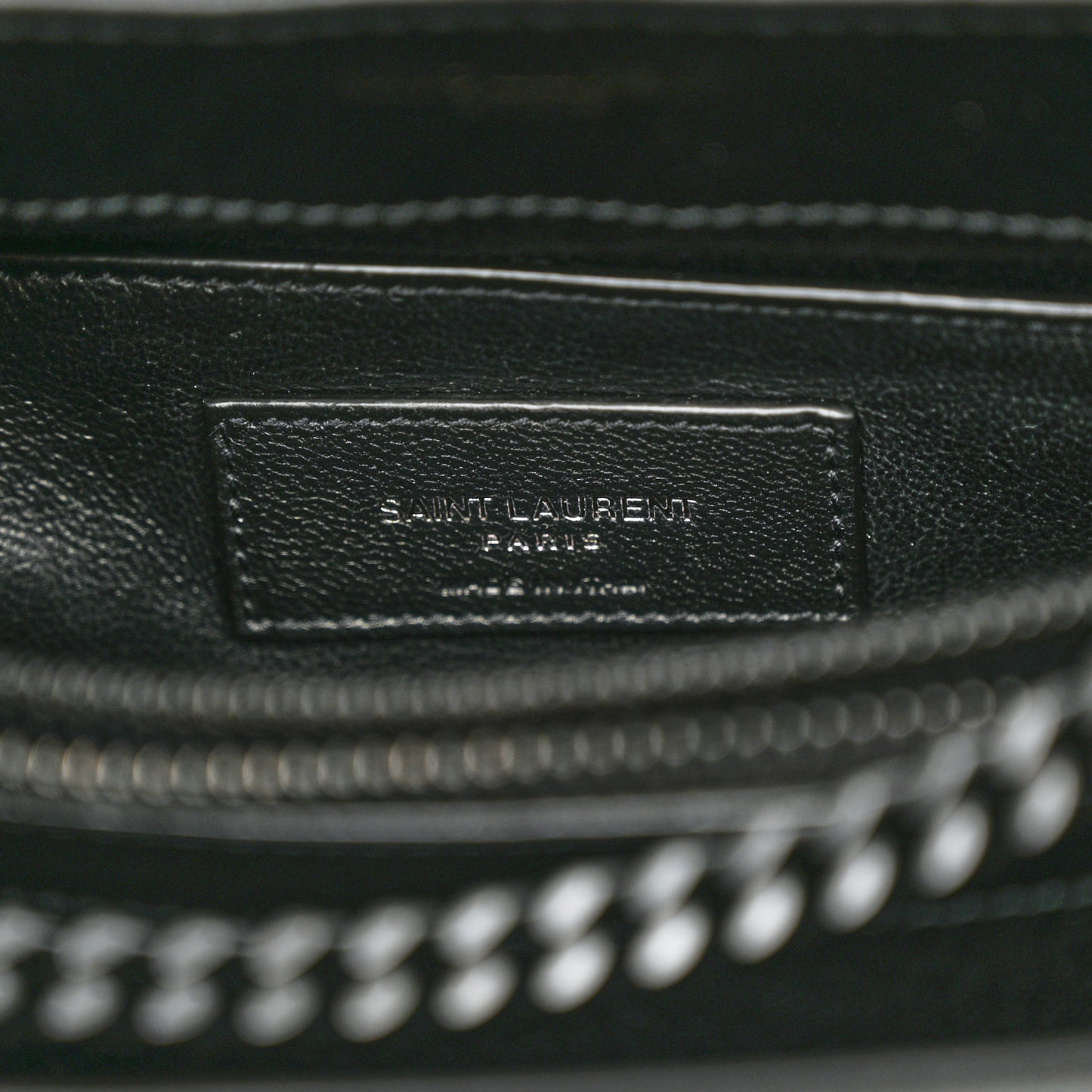 Calfskin Y Quilted Monogram Monochrome Small Loulou Chain Satchel Black