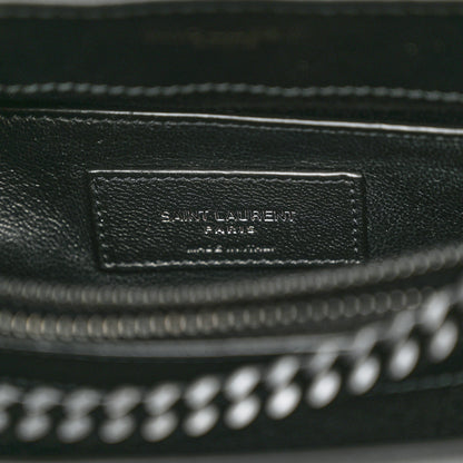 Saint Laurent Calfskin Y Quilted Monogram Monochrome Small Loulou Chain Satchel Black 7 of 13