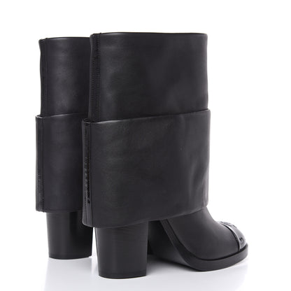 Chanel Calfskin CC Cap Toe Fold Over Boots 38.5 Black 4 of 7
