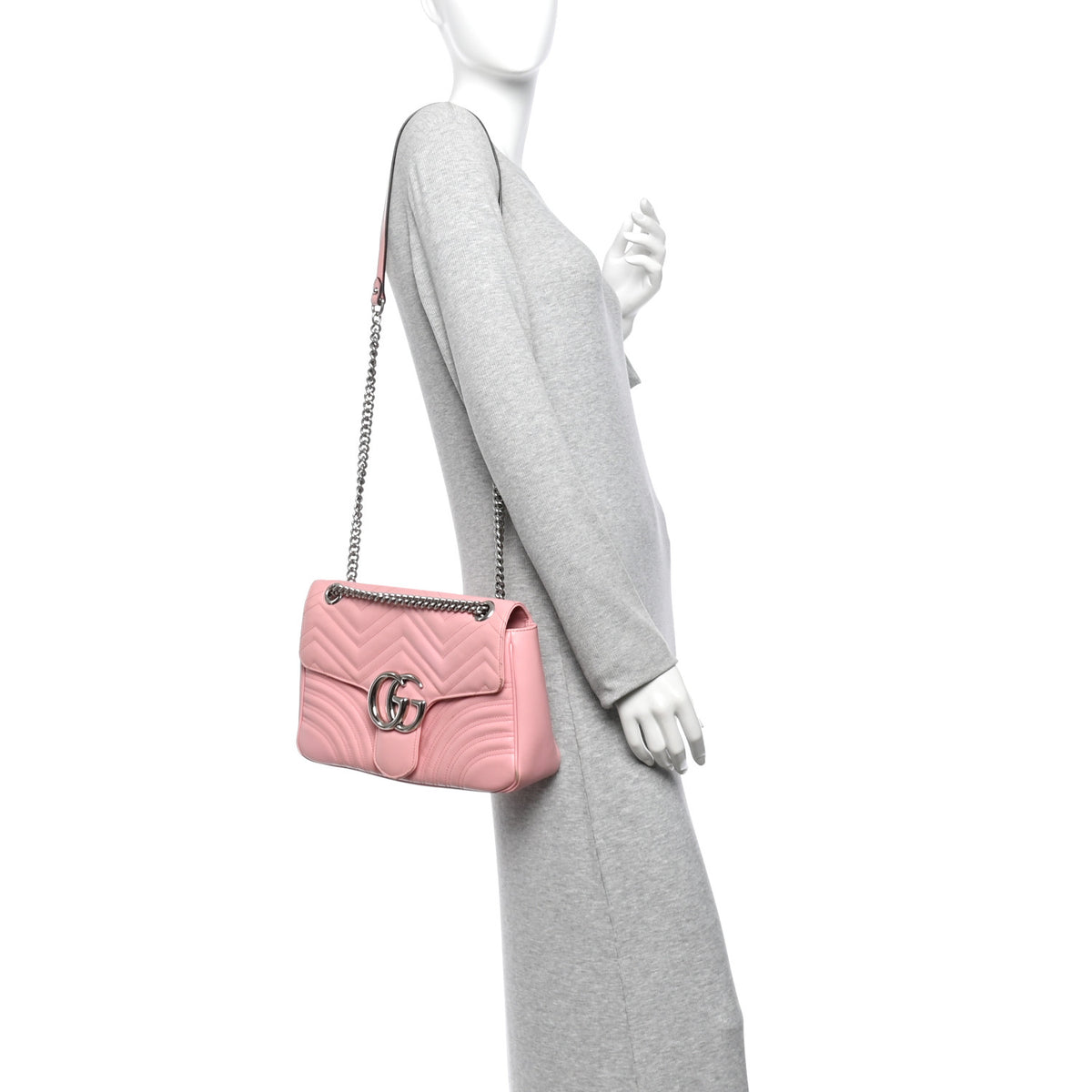 Gucci Calfskin Matelasse Medium GG Marmont Shoulder Bag Wild Rose 2 of 11