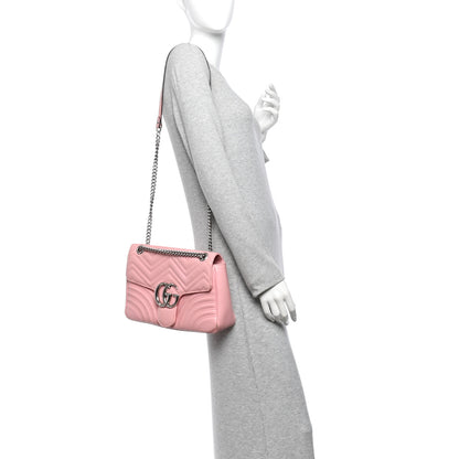 Gucci Calfskin Matelasse Medium GG Marmont Shoulder Bag Wild Rose 2 of 11