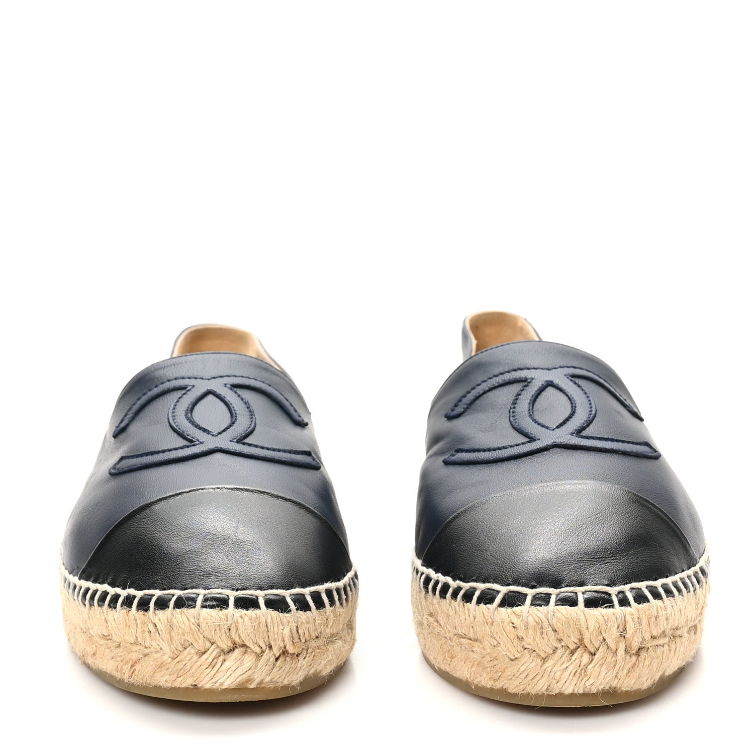 Chanel Lambskin CC Espadrilles 40 Navy Black 3 of 10