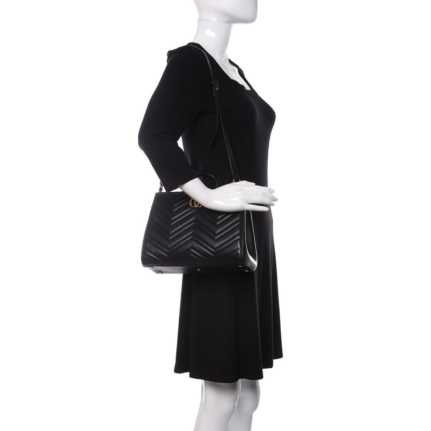 Calfskin Matelasse Small GG Marmont Tote Black