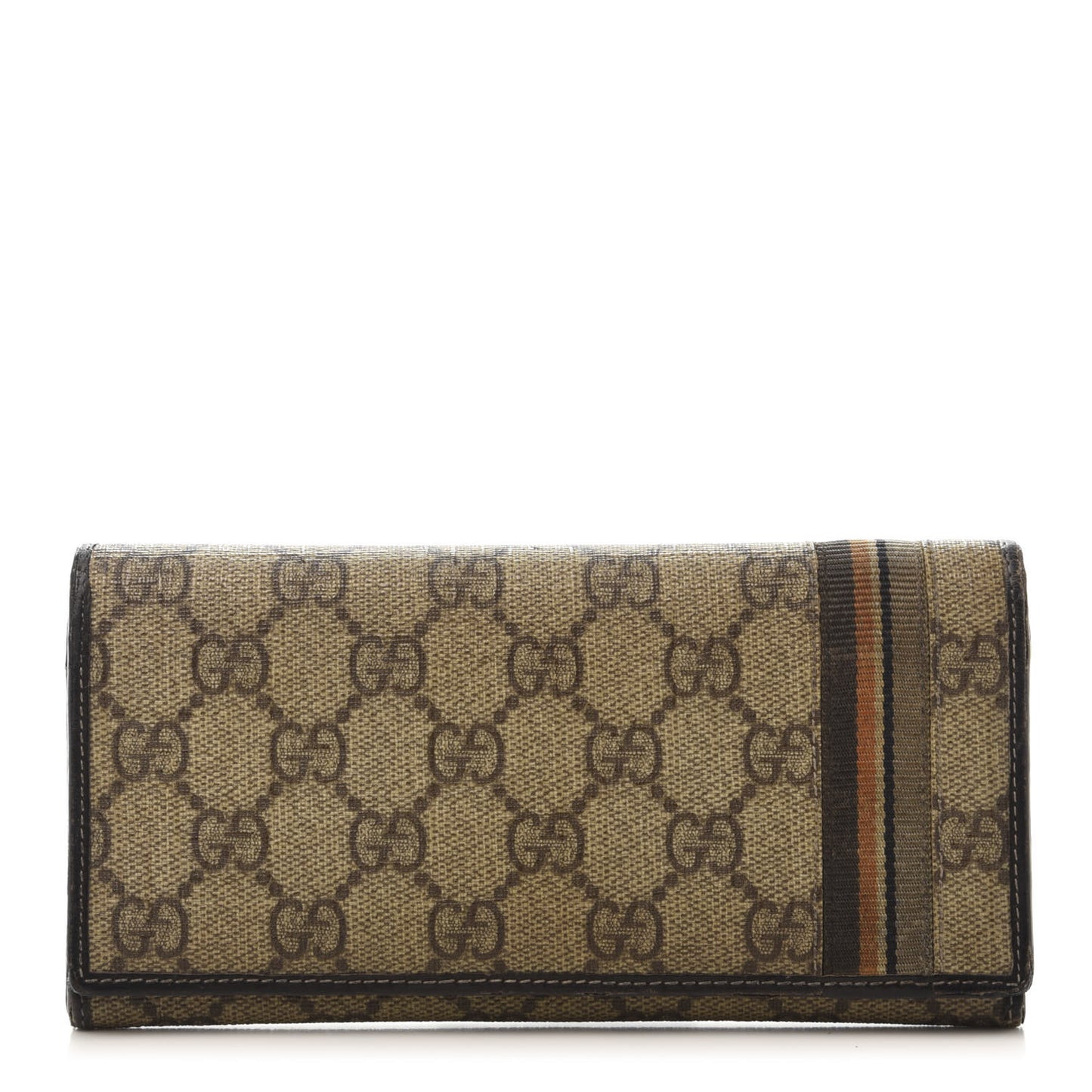 GG Supreme Monogram Web Long Continental Wallet Dark Brown