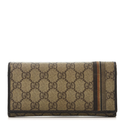 Gucci GG Supreme Monogram Web Long Continental Wallet Dark Brown 1 of 10