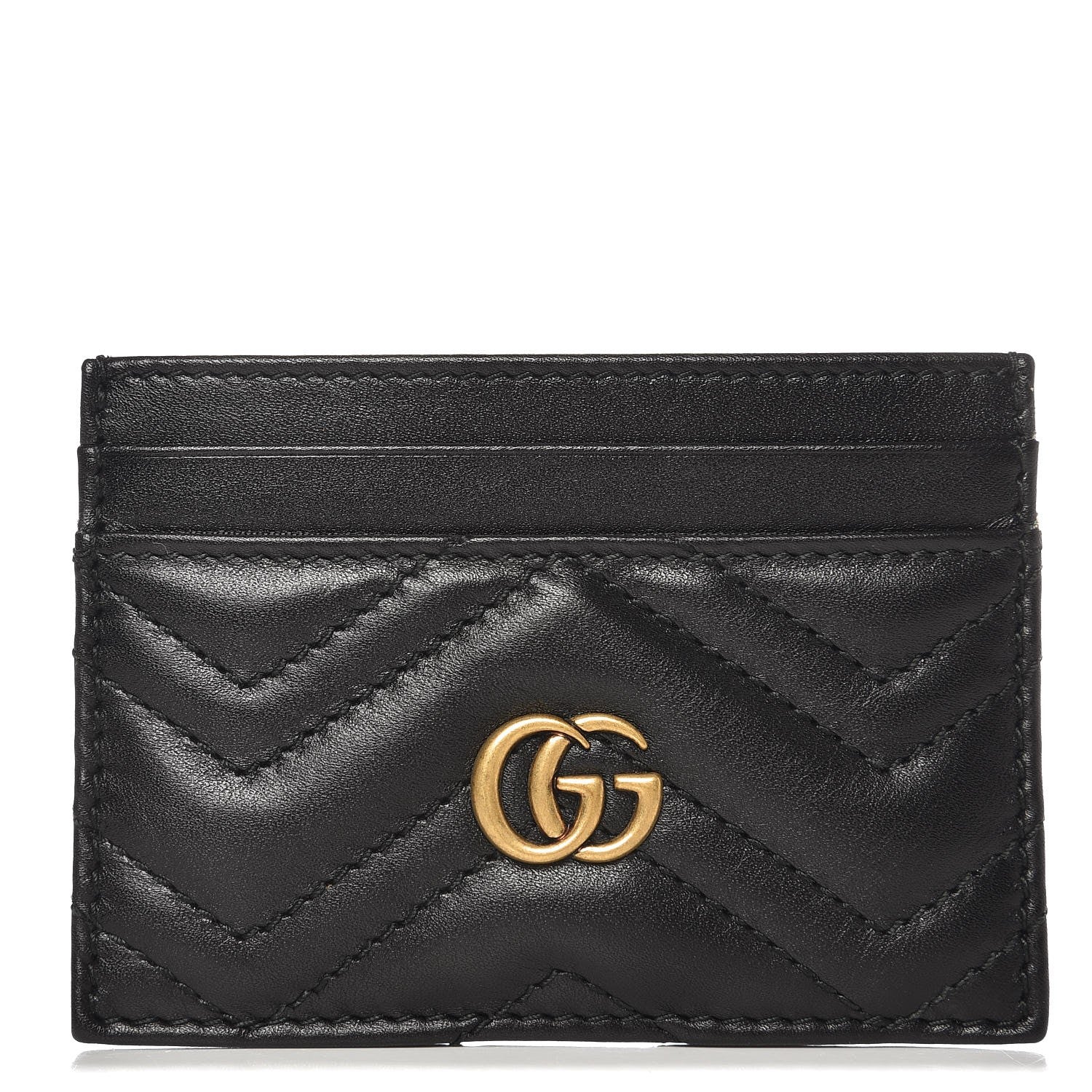 Gucci Calfskin Matelasse GG Marmont Card Holder Black 1 of 7