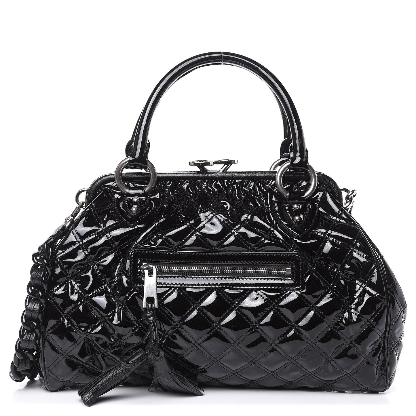 Patent Calfskin Quilted Stam Black