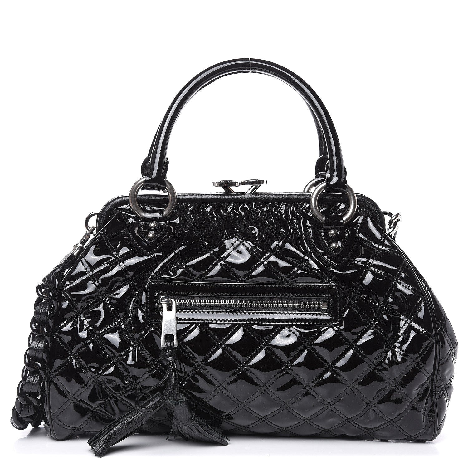 Marc Jacobs Patent Calfskin Quilted Stam Black 2 of 12