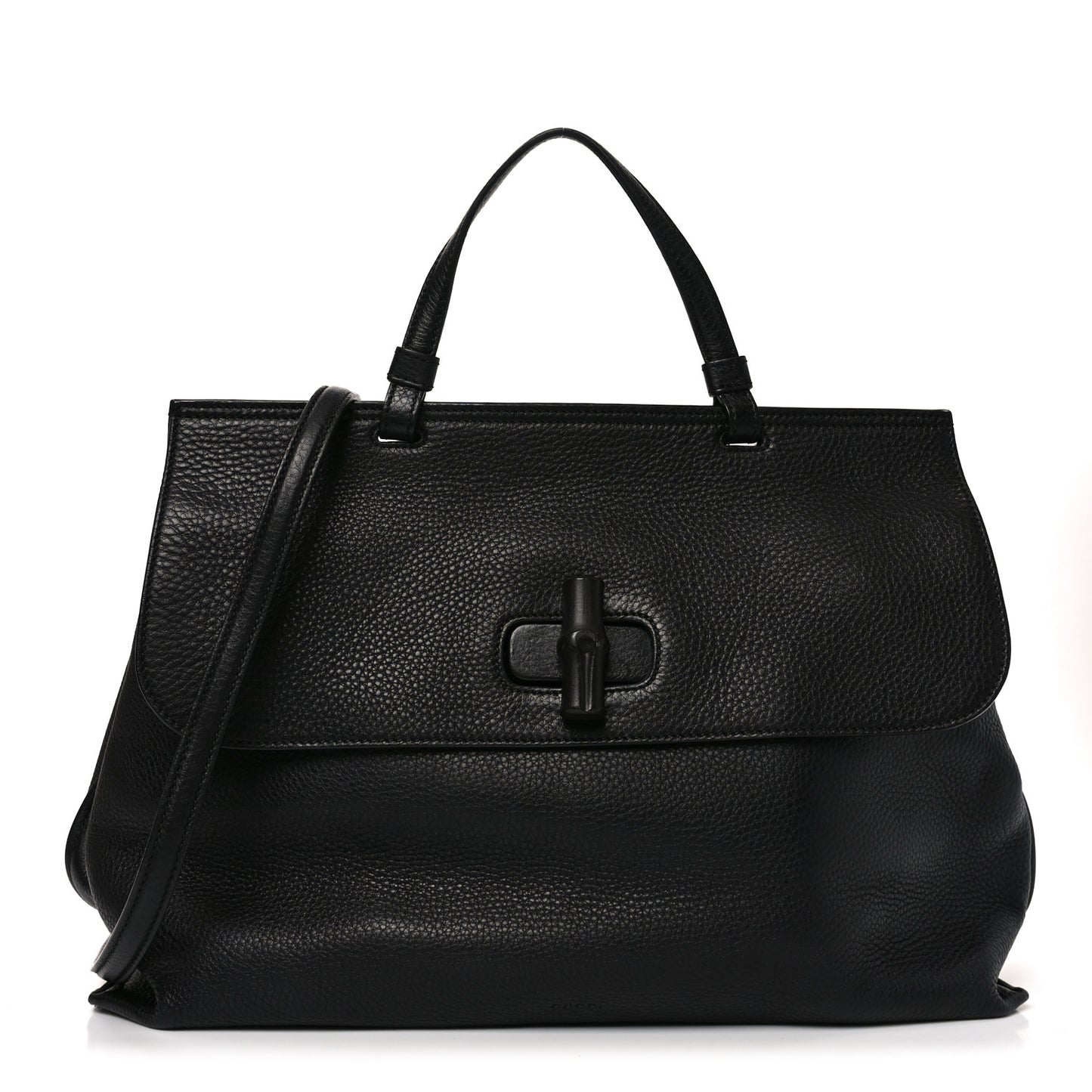 Cellarius Calfskin Large Bamboo Daily Top Handle Bag Black