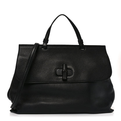 Gucci Cellarius Calfskin Large Bamboo Daily Top Handle Bag Black 1 of 9