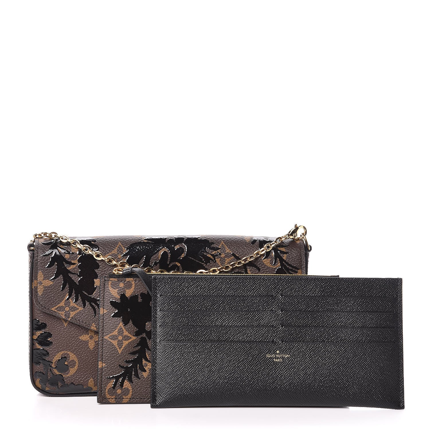 Louis Vuitton Monogram Blossom Pochette Felicie Chain Wallet Black 10 of 10
