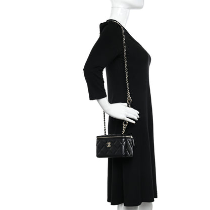 Chanel Lambskin Resin Elegant Chain Small Vanity Case Black 2 of 11
