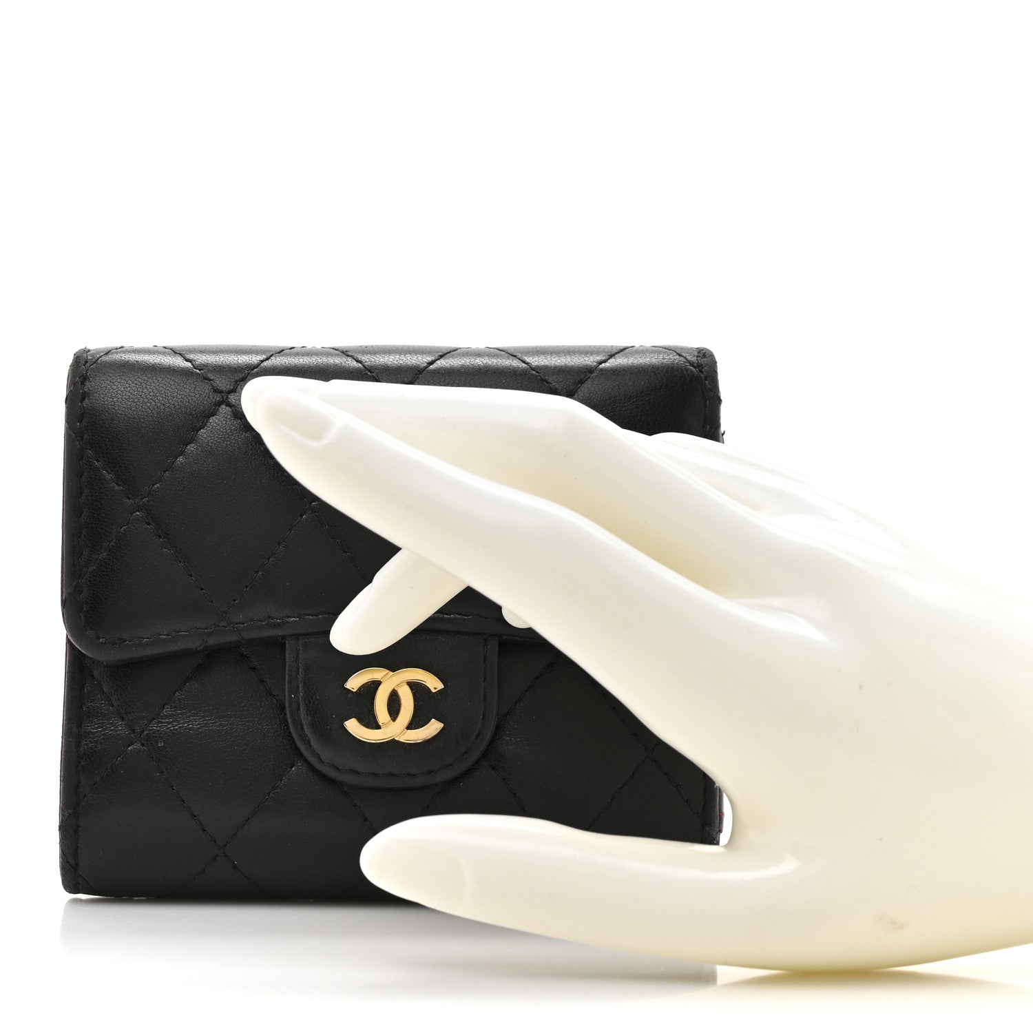 Chanel Lambskin Quilted Compact Flap Wallet Black 2 of 12