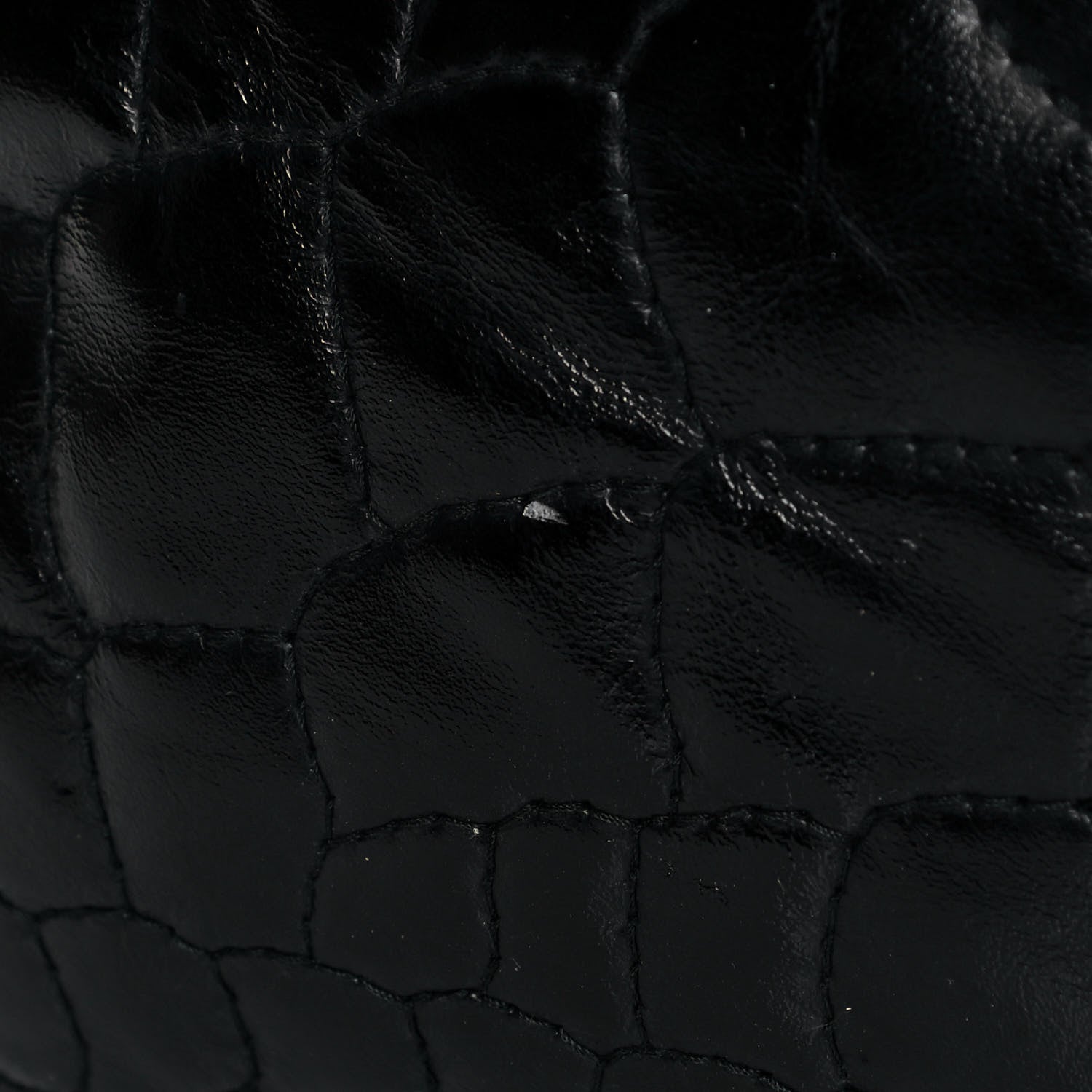 Saint Laurent Glazed Calfskin Crocodile Embossed Tribute Tote Black 11 of 11