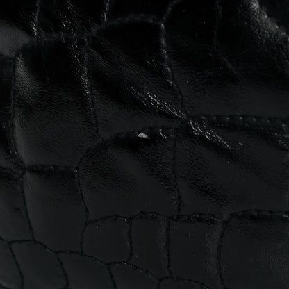 Saint Laurent Glazed Calfskin Crocodile Embossed Tribute Tote Black 11 of 11