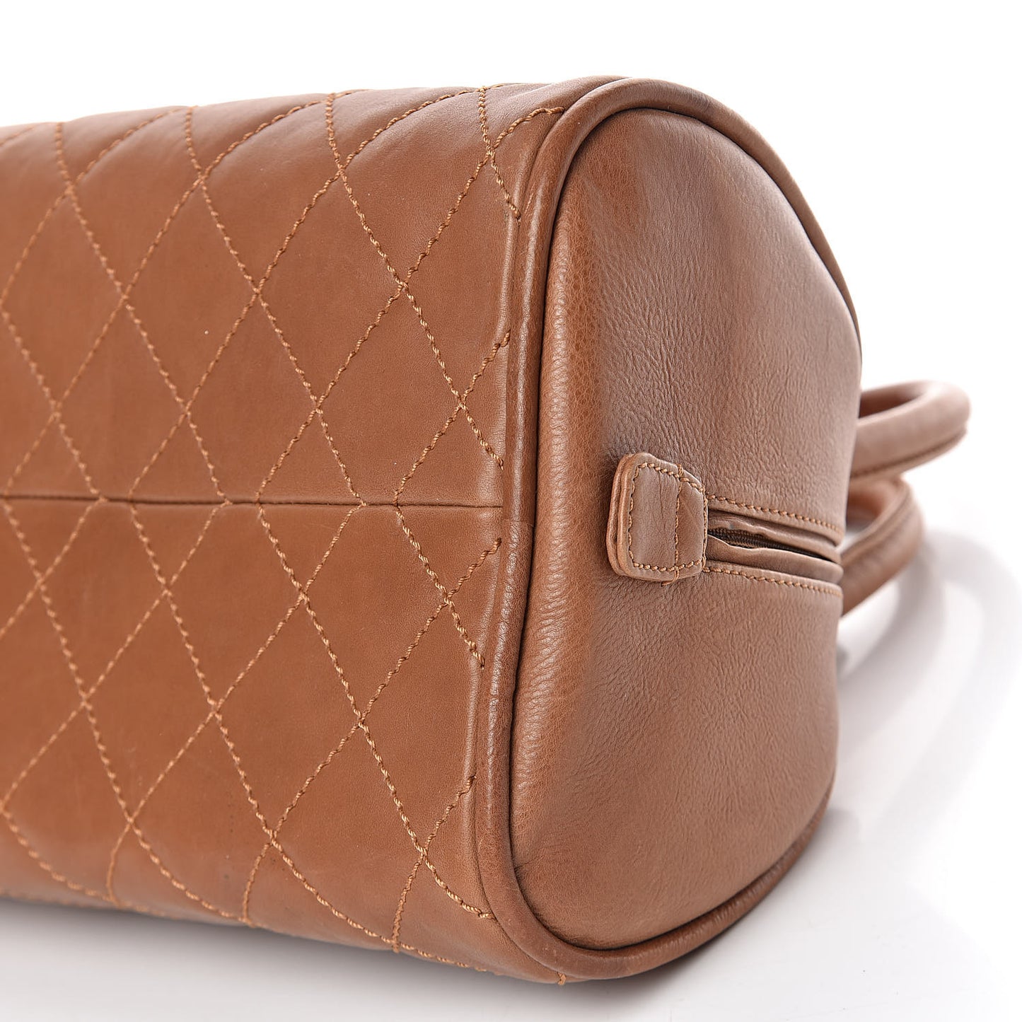 Calfskin Quilted Small Bowler Brown
