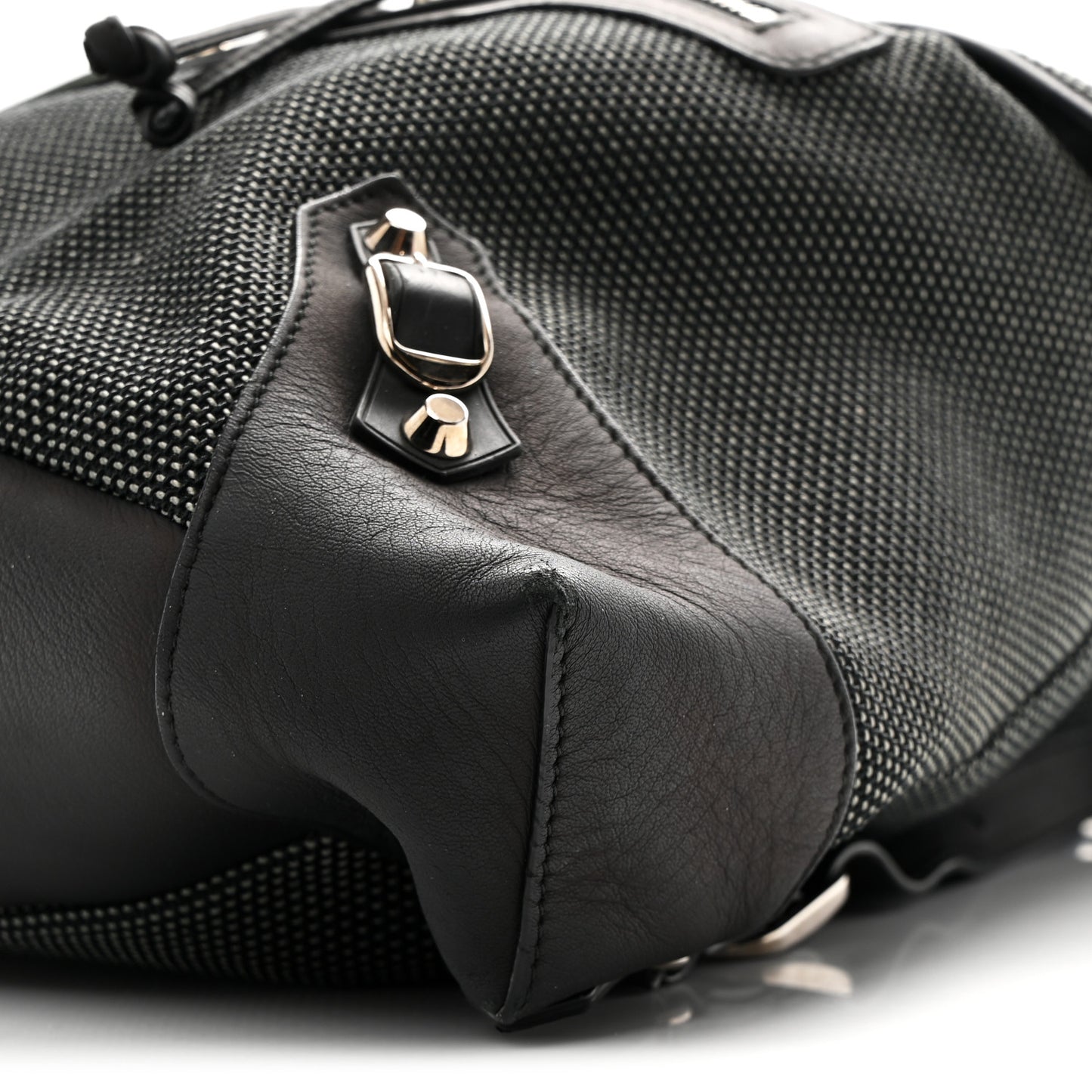 Canvas Calfskin Silver Hardware S Traveler Backpack Black