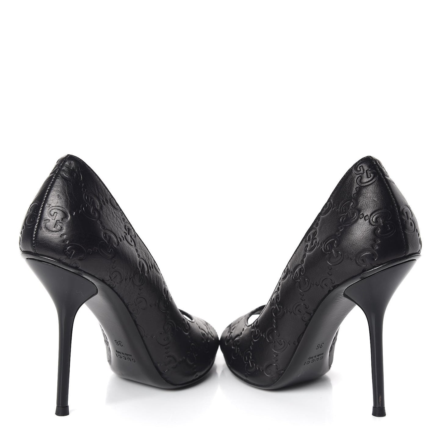 Guccissima GG Peep Toe Heels 36 Black