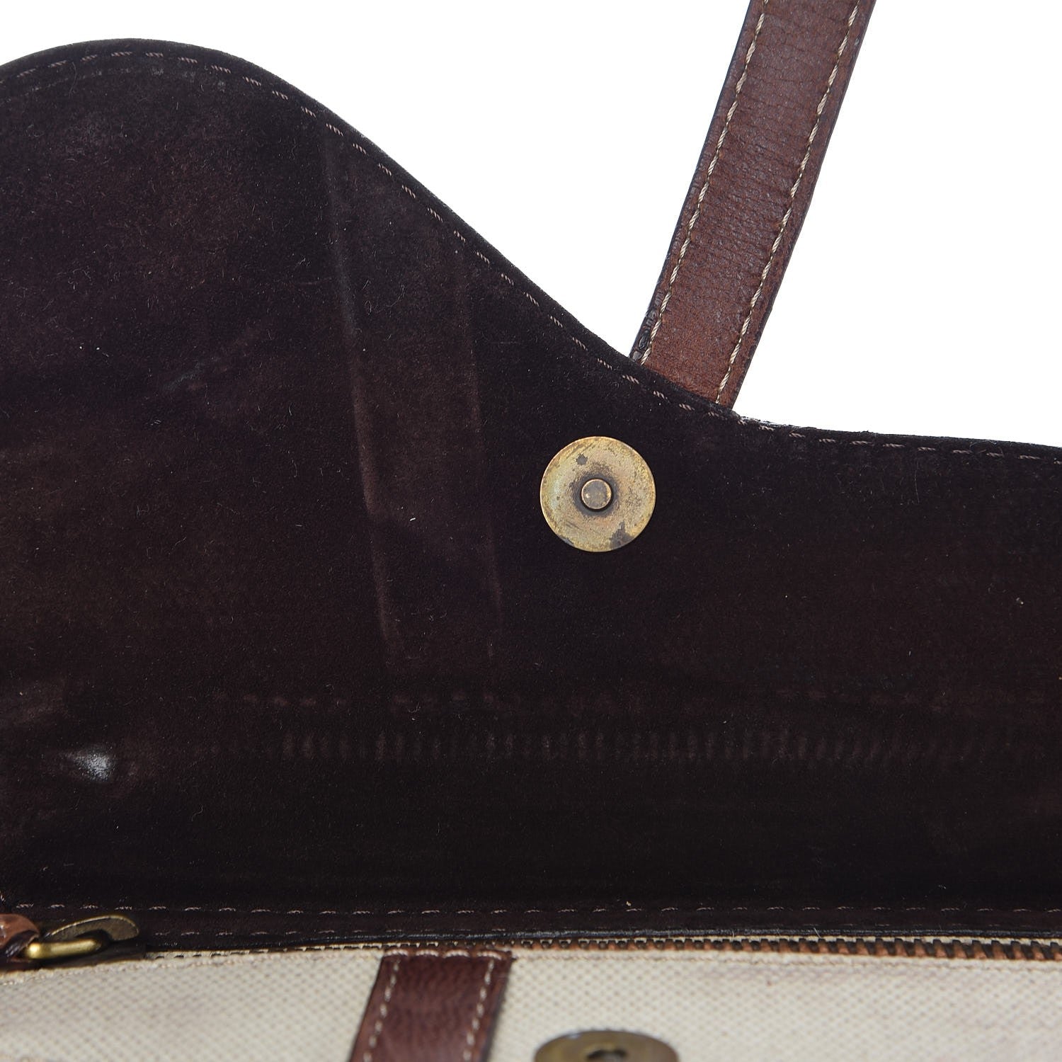 Christian Dior Calfskin Canvas Double Saddle Bag Beige 9 of 11